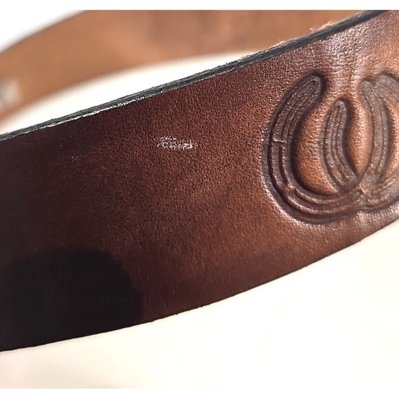 Leather Brown Belt Sz 38 Tooled Rhinestone Jessica Western Rodeo Country Cowgirl main image 6